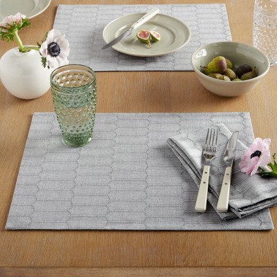 Charcoal Grey Cotton Honeycomb Reversible Placemat Set of 4