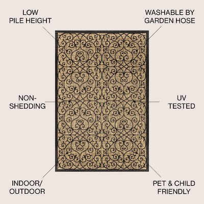 Madrid Vintage Boho-Chic Black/Khaki Flatweave 4x6 Area Rug