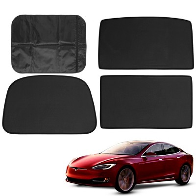 X AUTOHAUX Glass Roof Sunroof for Tesla Model S Polyester Automotive Sunshades Black 3 Pcs