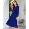 Women's Fall Long Sleeve Dresses Casual Boho Ruffle Neck Tiered A Line Flowy Wedding Guest Midi Dress - 4 of 4