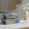 HomeRoots Set of Two Rainbow And Gold Faux Shagreen Nesting Storage Boxes With Lids - 2 of 4