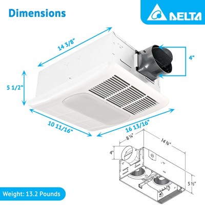 White Rectangular Bathroom Exhaust Fan with Light and Heater