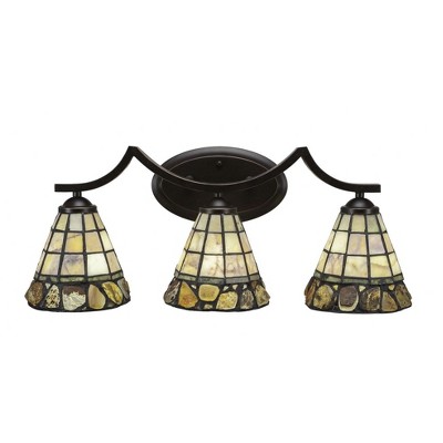 Toltec Lighting Zilo 3 - Light Vanity in  Dark Granite with 7" Cobblestone Art Glass Shade
