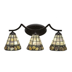 Toltec Lighting Zilo 3 - Light Vanity in  Dark Granite with 7" Cobblestone Art Glass Shade - 1 of 1