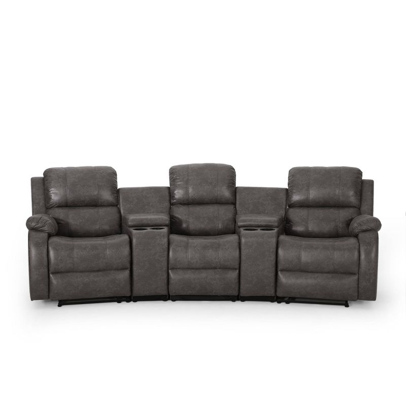 Meridan Contemporary Upholstered Theater Seating Reclining Sofa - Christopher Knight Home, 1 of 19