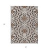 Chocolate Ivory And Taupe Floral Medallion Washable Indoor Outdoor Area Rug - 3 of 4