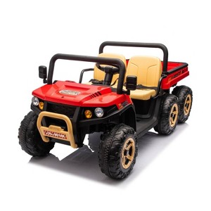 Jojoka 24V 2-Seater Ride-On Dump Truck for Kids, 6 Wheels 4WD Electric UTV, 3 Speeds, Remote Control, Dump Bed - 1 of 4