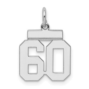 Black Bow Jewelry Sterling Silver, Athletic Collection, Small Polished Number 60 Pendant - 1 of 4