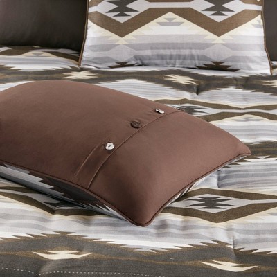 Full Brown Microfiber Reversible Southwestern Comforter Set