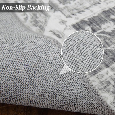 Gray and White Vintage Persian Washable 6' x 9' Area Rug