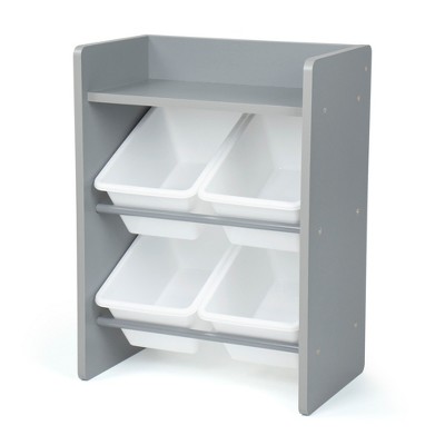 Photo 1 of Kids' End Table Nightstand with 4 Storage Bins - Humble Crew