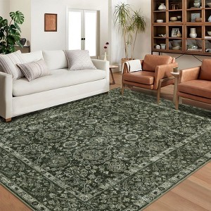 Coucheta Washable Vintage Floral Area Rug, Low Pile Boho Carpet, Non-Slip Distressed Print Rugs for Living Room, Bedroom & Dining Room, Office - 1 of 4
