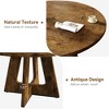 47" Round Dining Table Set for 4 to 6, Farmhouse Kitchen Table with Wooden Top and Pedestal Base - 4 of 4