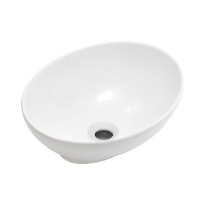 ChicFurnit Bathroom Sinks Oval Countertop Bathroom Sink Porcelain Ceramic Thin Edge Basin Vessel Sink for Bathrooms, White, 16"*13"*5.5" - 1 of 4
