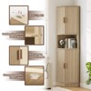 Tall Corner Storage Cabinet, Fluted Hutch Cupboard Pantry Cabinet - 3 of 4