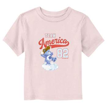 Care Bears Team America Baseball Grumpy Bear  T-Shirt - Light Pink - 2T