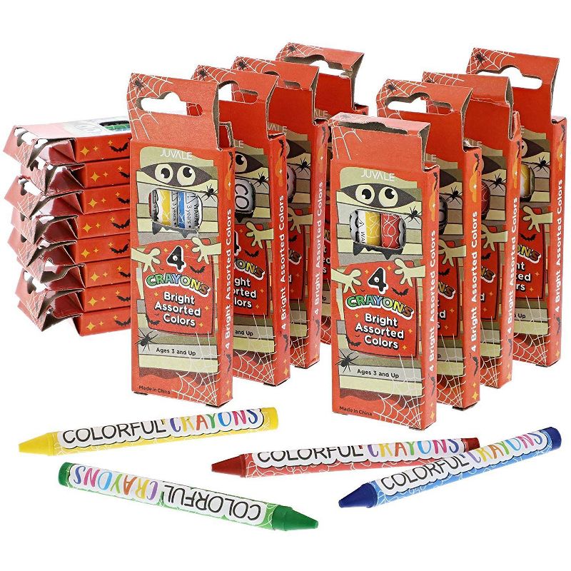 Juvale 30 Pack Halloween Crayons for Kids, Party Favors, Mummy Design (4 Colors), 1 of 7