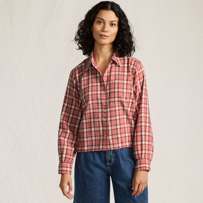 Lands' End Women's Cropped Flannel Shirt