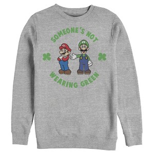 Men's Nintendo Super Mario and Luigi St. Patrick's Not Wearing Sweatshirt - 1 of 3