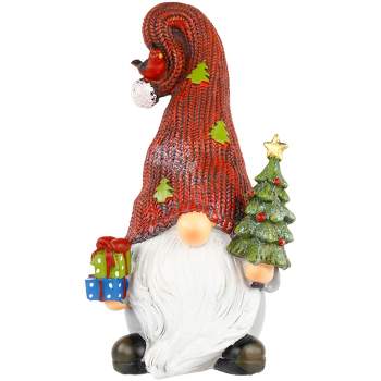 Northlight 9" Gnome with Cardinal Holding Christmas Tree Decoration