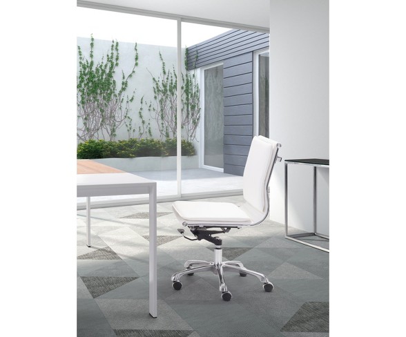 Ergonomic Upholstered Adjustable Armless Office Chair - White - ZM Home
