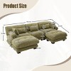 U Shaped Velvet Cloud Couch with 2 Ottomans,118" Modular 5 Seater Sectional Sofa with Bolster Armrest Pillows for Living Room-Baofuwish - 4 of 4
