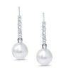 Pompeii3 1/4ct Diamond Dangle Lever back Hoops & Pearl Earrings 14K White Gold - 2 of 3