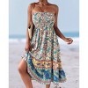 Women's Summer Boho Long Skirts Flowy High Waist A Line Maxi Skirts for Women Summer Pleated Floral Skirts Beach Skirts - 3 of 4
