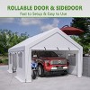 Outdoor 13×20 FT CarPort, Garage with Galvanized Steel Frame and PE Roof,  Storage Canopy Garage with Removable Sidewalls-Coolbibila - 2 of 4