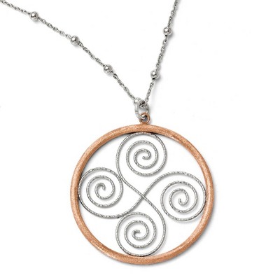 Black Bow Jewelry Sterling Silver & Rose Gold Tone Scroll & Circle Necklace, 17-19 Inch