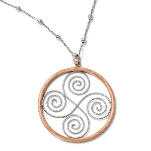 Black Bow Jewelry Sterling Silver & Rose Gold Tone Scroll & Circle Necklace, 17-19 Inch - 1 of 4