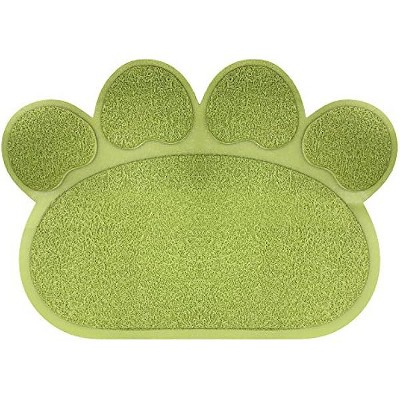Non Slip Food and Litter Mat for Dogs and Cats- Floor Protecting Paw Shaped Mat for Cat and Dog Bowls