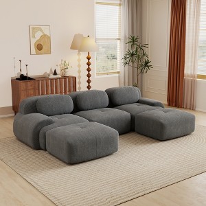 Aukfa Modular Corduroy Sectional Sofa with Ergonomic Support - Pet Friendly, Easy Assembly, Non-Slip Base Design - 1 of 4