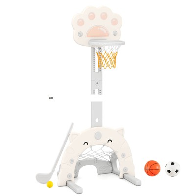 Safstar 3 in 1 Kids Basketball Hoop w/ Basketball Soccer & Golf Game Adjustable Height