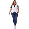 Agnes Orinda Women's Plus Size Sleeveless Lapel Casual Buttons Pockets Denim Vests - 3 of 4