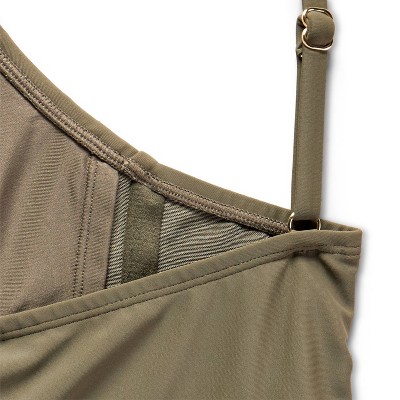 Shade & Shore Women's Post Mastectomy High Neck Shirred Tankini Top - Shade & Shore™ Green L — фото 3
