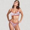 Anna-Kaci Women's Two Piece Bikini Set with Floral Print and Contrast Trim Scoop Neck and High Leg Bottoms - 3 of 4