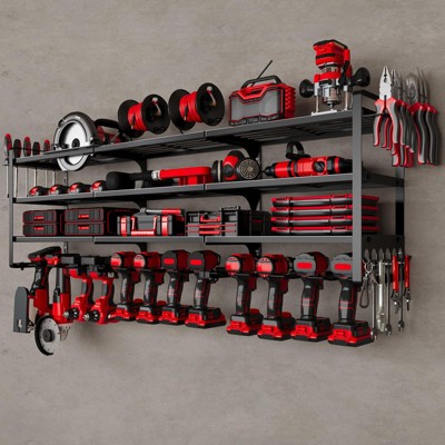 Hausource 4-Tier Large Power Tool Organizer - 12 Drill Holder, Workshop Storage Rack