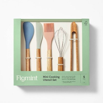 5pc Acacia Wood/Silicone Mini Kitchen Utensil Set - Figmint&#8482;