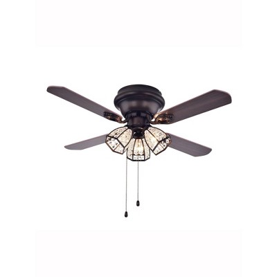 42" x 42" x 13" Tarudor 3 Light Crystal 4 Blade Housing Ceiling Fan Brown - Warehouse of Tiffany