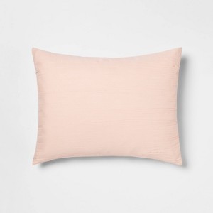 Standard Crinkle Texture Pillow Sham Blush Peach - Room Essentials , Blush Pink
