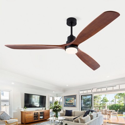 TOBILI Hot sales 72 Inch Modern Black Ceiling Fan With Light 3 Solid Wood Blades