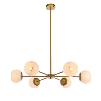 Elegant Lighting Briggs 36 inch pendant in brass with white shade