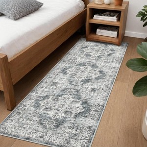 Acekool Washable Traditional Oriental Rug – Non-Slip, Stain Resistant, Low Pile, Soft Folding Floor Mat for Kitchen & Hallway - 1 of 4