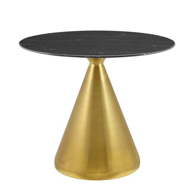 36" Tupelo Round Artificial Marble Dining Table Gold Black - Modway