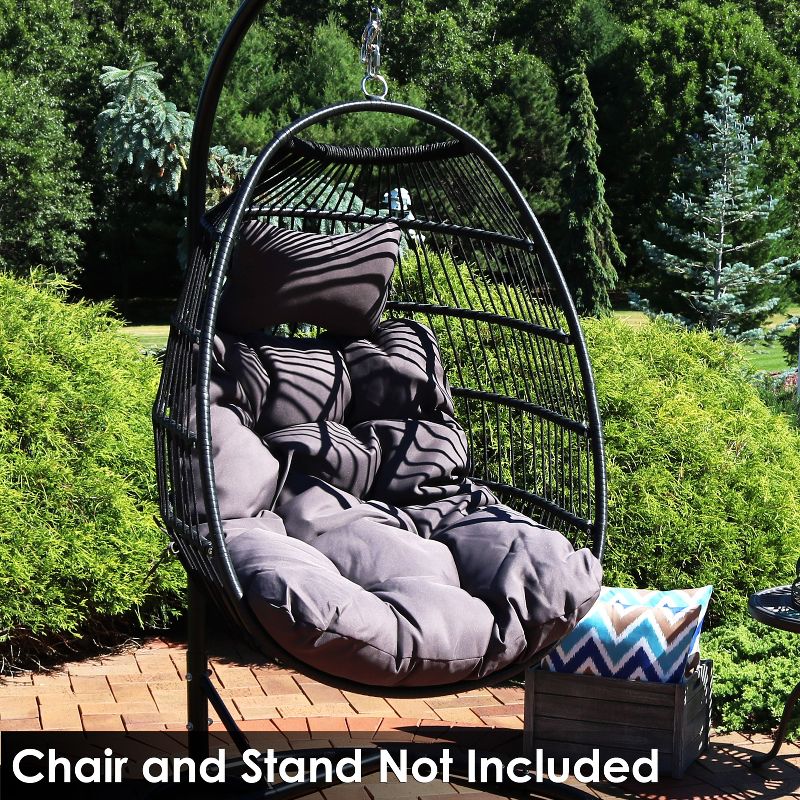 Sunnydaze Indoor/Outdoor Polyester Replacement Julia Hanging Egg Chair Cushion and Headrest Pillow - 2pc, 2 of 9