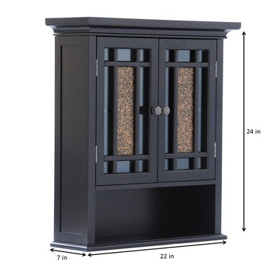 Dark Espresso Glass Mosaic Two-Door Wall Cabinet