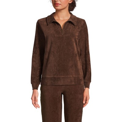 Lands' End Women's Long Sleeve Sport Cord Quarter Zip Pullover