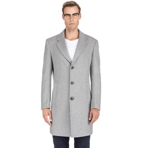 Men's Tailored Wool Blend Notch Collar Wool Blend Walker Car Coat Jacket - 1 of 3