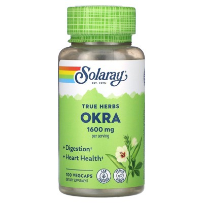 Solaray True Herbs, Okra, 100 VegCaps (400 mg per Capsule)
